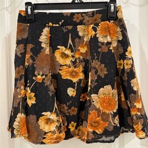 Lulu's Black and Orange Floral Skater Skirt